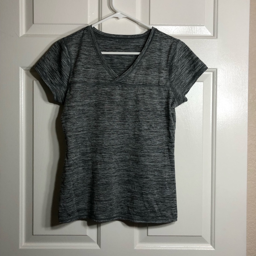 Woman’s gray workout shirt v neck size small